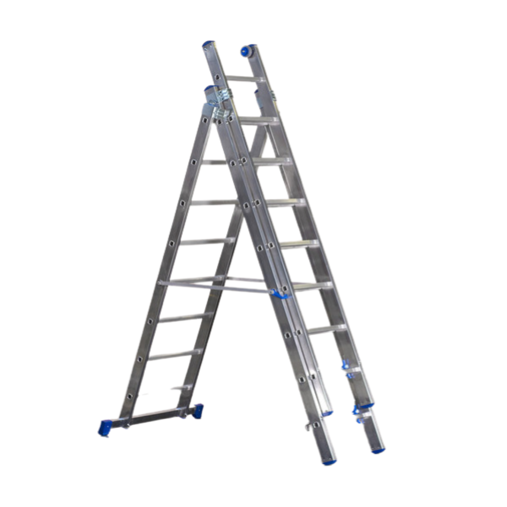 Scala in alluminio a 3 tronchi – 2,5 m – 8 pioli