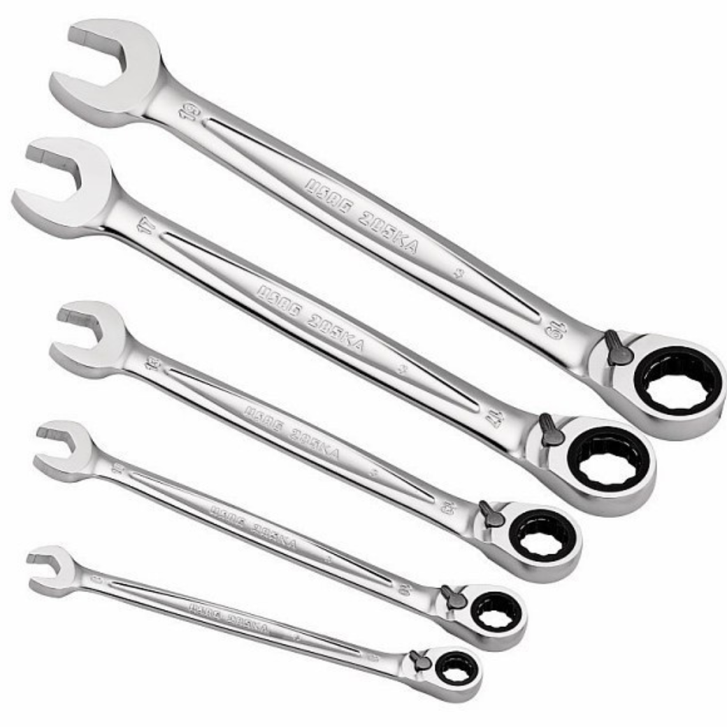 Serie 5 chiavi combinate a cricchetto